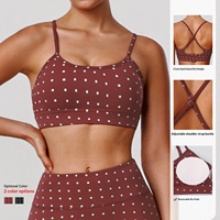 Sujetador Deportivo de Yoga con Estampado de Puntos, de Spandex y Nailon, con Efecto Push-Up, Absorción de Impactos y Soporte Alto, para Correr, Gimnasio y Fitness