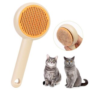 Low MOQ Portable Handheld Luxury Simple Stainless Steel Cat Slicker <b>Brush</b> with Doughnut Design Self Cleaning - Product Image 1