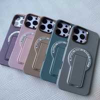 Coque de téléphone magnétique en TPU couleur unie de luxe pour IPhone17 16 15 Pro Max Plus Samsung S25 S24 Ultra avec support
