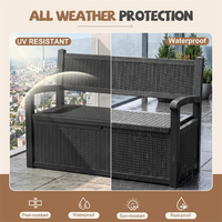 Banc de jardin moderne en osier imperméable avec rangement pour coussins de terrasse