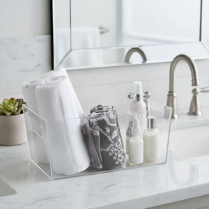 Contenitore Multiuso in Plastica Trasparente con Manici per Organizzazione Ufficio, Bagno, Accessori per il Trucco, Conservazione Vestiti - Product Image 3