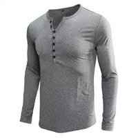 T-shirt Homme Col V Manches Longues 100% Coton 300g Uni Anti-Plis Anti-Boulochage Tricot Doux Respirant Décontracté Été Affaires