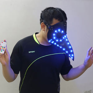 قناع LED من نوع بو بو بو بو أسود على شكل منقار لحفلة الهالوين القوطية بألوان كاملة مضيء للحفلات التنكرية طبيب الموت الشرقي بفم طائر كلاسيكي رائع - Product Image 6