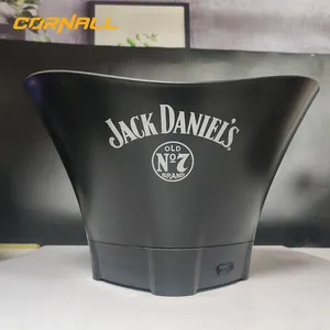 Secchiello in plastica secchiello per il ghiaccio a LED champagne a doppio strato secchiello per il ghiaccio in plastica acrilica a Led per birra