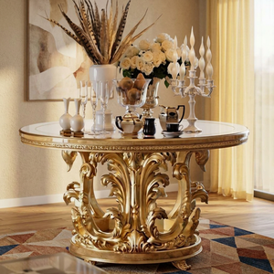 Table basse de salon de luxe en teck massif, fabriquée à la main, écologique, mobile, finition or antique - Product Image 3