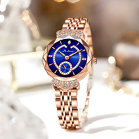 Montre Femme Tendance Luxe Léger Diamant Couronne Étanche Vente en Direct Transfrontalière Montre Femme Étoile et Lune
