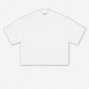 Oversized T-Shirt Heavyweight 100% Cotton Mock Neck <b>Drop</b> Shoulder <b>Box</b> Fit Casual Men's T-Shirt - Product Image 6