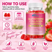 Gummies de glutathion et collagène en gros OEM/ODM 2100mg 60 unités saveur fraise pour le soutien antioxydant et la nutrition de la peau