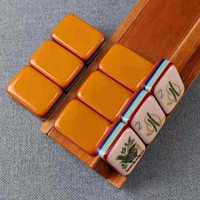 Jeu de Mahjong de Luxe Peint à la Main par un Artisan, en Acrylique, avec Dos Rayé Coloré, Écologique, Durable, Résistant à l'Eau, Tuiles Culturelles