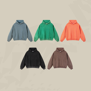 <span class=keywords><strong>Sweat</strong></span> à capuche décontracté pour adolescents RUICHI, automne-hiver, en molleton lavé teinté à la cire, coupe ample, streetwear - Product Image 2
