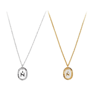 Collar con Colgante Z, Oro, Plata, Acero, Minimalista, Cadena de Serpiente, Cristal, Engaste de Bisel con Pedrería, Unisex - Product Image 1