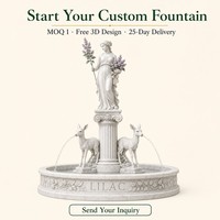 Fontaine en marbre d'usine avec sculpture Déesse Lilas, branche, bouquet, élément aquatique et cerf pour Villa, Hôtel, Jardin, Propriété, Parc