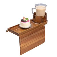 Acacia Moderne Multifonction Personnalisé Canapé Porte-Gobelet Plateau Table avec Accoudoir Rotatif à 360 ° avec Design Pliable
