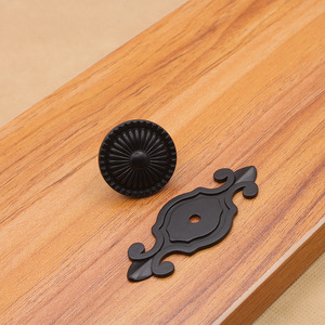 New Product <strong>Antique</strong> Copper Handle European <strong>Style</strong> Classical Zinc Alloy Single Hole Round Cabinet Door Handle Bronze Black Handle - Product Image 5