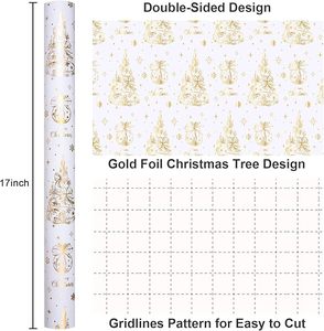 Luxurious winter-themed white-gold Christmas copperplate <b>paper</b> <b>packaging</b> with pinecone needle-like plant patterns - Product Image 6