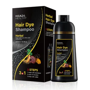 Vente en gros 3 en 1 shampooing de coloration capillaire permanent à base de plantes gris brun foncé shampooing de teinture capillaire noir