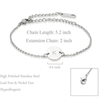 Pulsera con letra inicial para mujer, brazalete de acero inoxidable con nombre de moneda delicado, colgante con letra del alfabeto