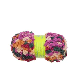 shanghai SMB yarn factory wholesale good quality butterfly yarn soft bulky 100% polyester fancy pompom rugs hand knitting yarn