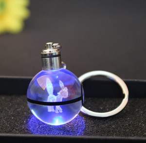 พวงกุญแจโปเกบอลคริสตัล 3 มิติ สำหรับเกมโปเกมอนโก พลัส ของขวัญส่งเสริมการขาย พวงกุญแจคริสตัลโปเกบอล - Product Image 2