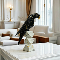 Figurine d'oiseau abstraite créative en résine, imprimée par transfert d'eau, perroquet coloré pour la décoration de la maison, du salon ou du bureau