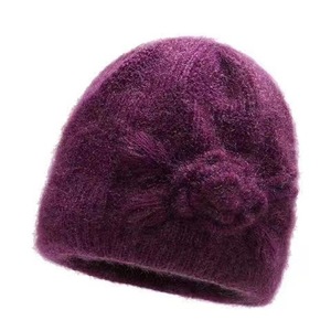 Gorro de lana tejido para mujer, gorro informal cálido a prueba de viento para invierno, color rojo vino, 54-56CM - Product Image 2