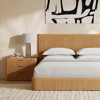 Ensemble de lit Ferly de luxe moderne en bois de noyer, cadre de lit plateforme minimaliste, mobilier d'intérieur contemporain