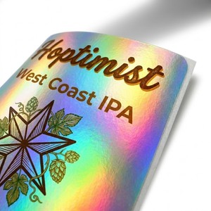 Etiquetas de Cerveza Artesanal Ecológicas Reciclables con Recubrimiento de Película Holográfica Arcoíris Personalizadas, Laminado Holográfico Transparente para <span class=keywords><strong>IPA</strong></span> y Stout - Product Image 2