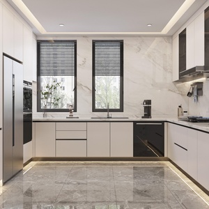 Cuisine italienne haut de gamme sur mesure, armoires de cuisine de luxe, modernes, entièrement peintes en blanc, en stratifié, en kit, porte personnalisée - Product Image 3