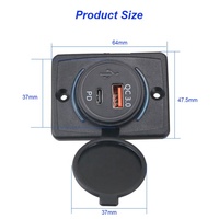 Chargeur mural double port Type-C QC3.0 PD, prise DC 12V 24V