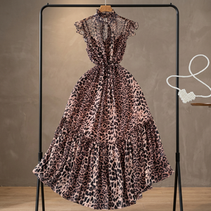 Robe trapèze élégante à col rond, respirante et naturelle, motif floral rétro français, nouvelle collection été 2025, vente en gros pour boutiques - Product Image 3
