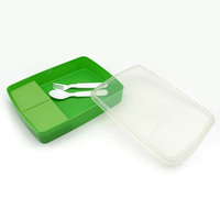 Boîte à bento japonaise à 4 compartiments pour enfants, en plastique blanc, compatible micro-ondes, avec pailles, pour le déjeuner