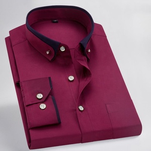 Camisas de vestir ajustadas con cuello doble <span class=keywords><strong>para</strong></span> hombre, blusa Formal de estilo italiano, <span class=keywords><strong>camisa</strong></span> de manga larga con botones, <span class=keywords><strong>azul</strong></span>, informal, de negocios - Product Image 3