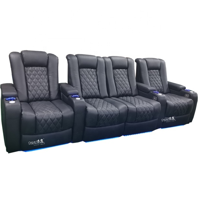 High End Power Recliner Sofa Set 4 Seater Top Leather Electric Home Theater Cinema Recliner Sofa Seting