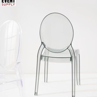Chaise Sophia translucide bleue en gelée, empilable, assise concave, pour événements et fêtes