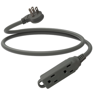 สายพ่วงปลั๊กแบนแบบบาง 3 ฟุต - สายไฟ 3 ขาแบบมีสายดิน ขนาด 16 AWG พร้อมเต้ารับ 3 ช่อง รองรับกระแสไฟ 13A สำหรับใช้งานภายในอาคาร สีเทา - Product Image 1