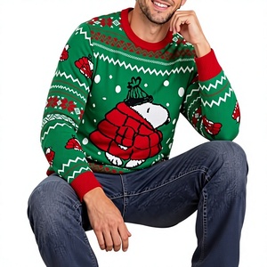 Suéter de Punto Personalizado para Hombre con Diseño Navideño de Dibujos Animados, Poliéster/Algodón, Tejido Jacquard, ODM OEM, Invierno - Product Image 3