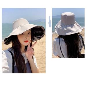 Women's <b>Summer</b> Sun <b>Hat</b> <b>Straw</b> Woven Anti-Ultraviolet Bucket <b>Hat</b> with Big Brim Seaside Black Glue Breathable Visor for Children - Product Image 6