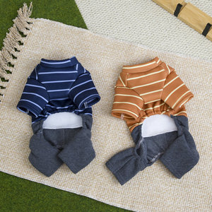 ชุดเสื้อผ้าสุนัขลายทางสำหรับฤดูใบไม้ผลิและฤดูร้อน ดีไซน์สี่ขา สำหรับสุนัข ใส่ได้ทั้งในบ้านและนอกบ้าน - Product Image 6