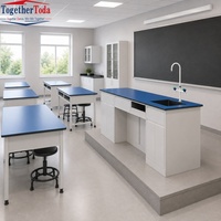 Banc de laboratoire en acier avec évier, multifonctionnel, pour salle de classe et laboratoire scientifique