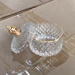 Pot en <span class=keywords><strong>verre</strong></span> transparent pour bougies, cristal personnalisé en relief, porte-bougie blanche - Product Image 3