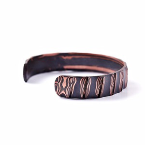 Unique Damascus <b>Copper</b> Cuff <b>Bracelet</b> Style Antique <b>Copper</b> Plated Geometric Pattern Adjustable Design - Product Image 3