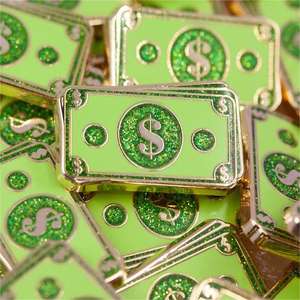 เข็มกลัดตราสัญลักษณ์เคลือบแบบแข็งติดเสื้อเข็มกลัดติดเสื้อสีเขียวแวววาวของขวัญสำเร็จจากโรงงาน - Product Image 2