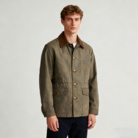 Jaket Kerja Pria NEOHOPE Berkualitas Tinggi Model Vintage Kasual Berbahan Kanvas Berlapis Flanel dengan Kerah Lapel dan Kancing, Jaket Pria dari Kanvas Berlapis Lilin