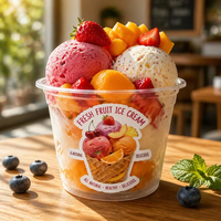 Autocollants personnalisés pour crème glacée aux fruits frais, découpés à la forme, étiquettes en vinyle imperméables pour gobelets, contenants, emballages alimentaires, logo de boutique