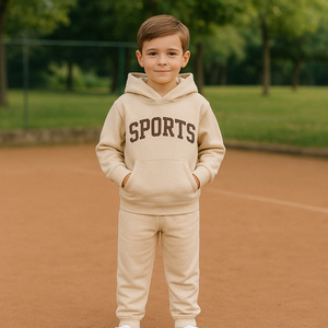 Bộ đồ thể thao trẻ em 2 mảnh, áo hoodie và quần jogger giữ ấm mùa đông, chất liệu cotton, nhận đặt hàng OEM/ODM - Product Image 4