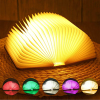 Livre de lecture en forme de lumière personnalisé Portable Led livre lampe pliante livre lampe avec USB Rechargeable en bois couverture veilleuse lumières