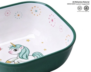 Tazón Cuadrado de Melamina de Grado Alimenticio con Diseño de <span class=keywords><strong>Unicornio</strong></span>, Tazón para <span class=keywords><strong>Cereales</strong></span> Infantil, No Tóxico, Apto para Microondas (Baja Temperatura), Fácil de Limpiar - Product Image 6
