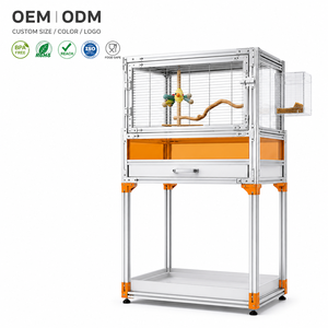 Gabbia per Uccelli con Supporto, Telaio in Profili <span class=keywords><strong>di</strong></span> Alluminio, Vassoio Estraibile in Acrilico per Pappagalli Piccoli e Medi, Gabbia Personalizzabile - Product Image 1
