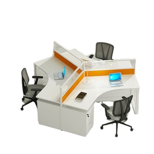 Modern 4-Person <b>Office</b> Furniture Set Workstation with Modular Partition <b>Office</b> <b>Table</b> and Chair Contemporary Desk Design - Product Image 1