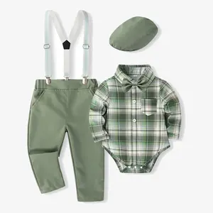 Gentleman Newborn Boys Clothes Set 3 6 Months Suspender Outfit for Baby Boy Toddler Formal Romper Suits Jumpsuit